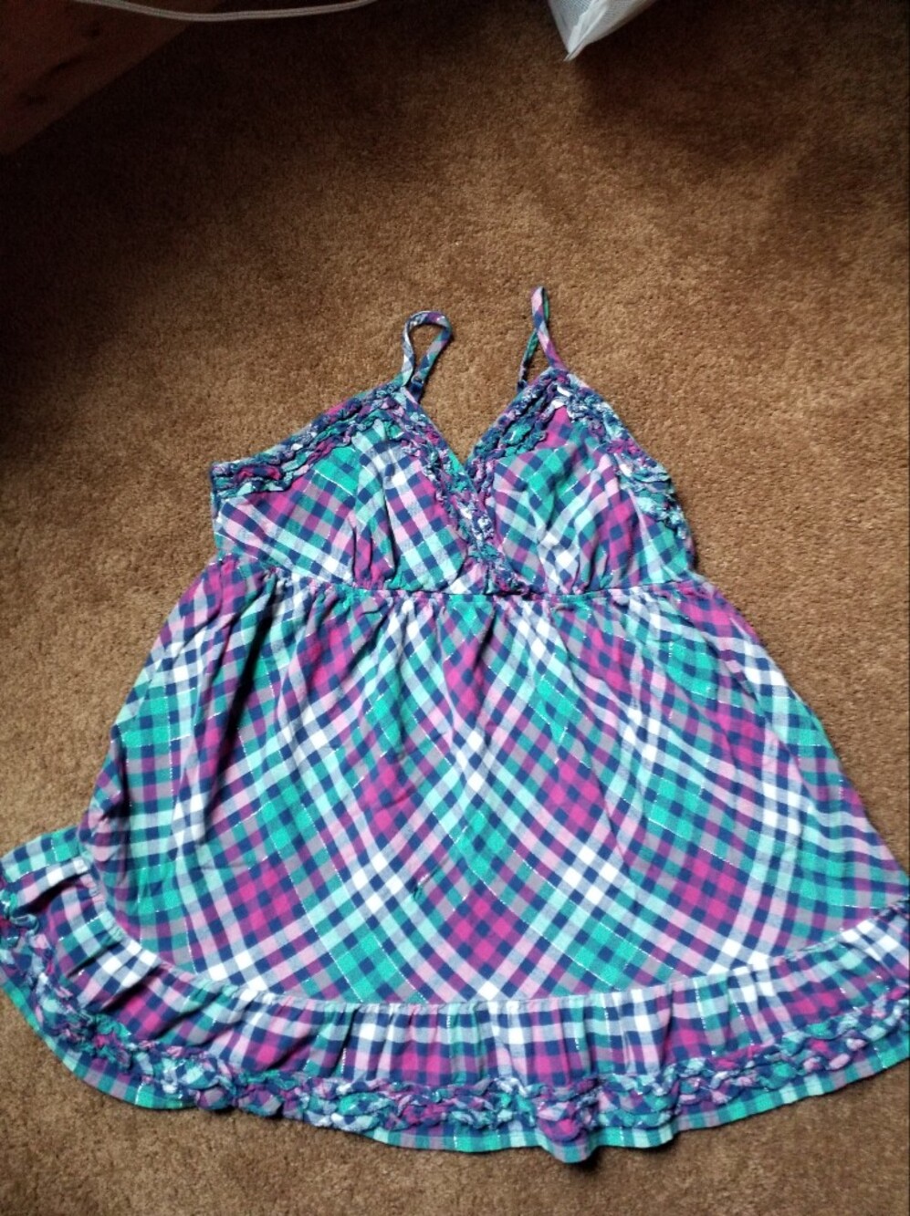 Cat & Jack Plaid Chemise in Purple, Teal & White